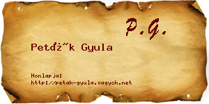 Peták Gyula névjegykártya